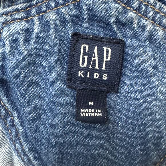 GAP KIDS Girls Denim Shortalls Short Overalls Patchwork Blue Cotton Size M - Picture 6 of 6